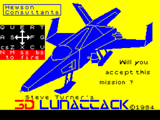 3D Lunattack title screen for ZX Spectrum